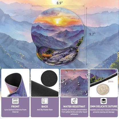 KONVINIT Ergonomic Mouse Pad with Wrist Rest, Small Mousepad with Non-Slip Rubber Base and Smooth Surface, Beach Mouse Pads for Desk, Office Desk Accessories - color: Painting