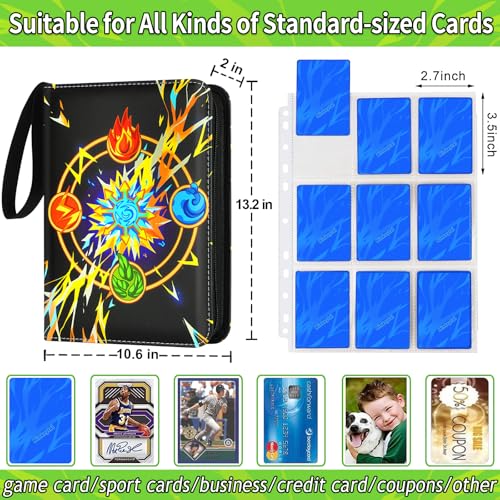 Card Binder for Cards, 9-Pocket Trading Card Binder with 50 Removable Sleeves Fits 900 Cards, Great Creative Design Card Collection Binder Album Gift for Boys Girls Aged 4 to 16 (900 Pockets) - color: 900 Pockets