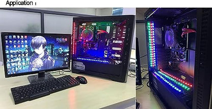 DS Blue PC LED Flexible Light Strip Computer Lighting with Magnetic Design for Computer Case Lighting Kit, Blue Desk Moon Lamp (11.8inch, S Series) - color: Blue