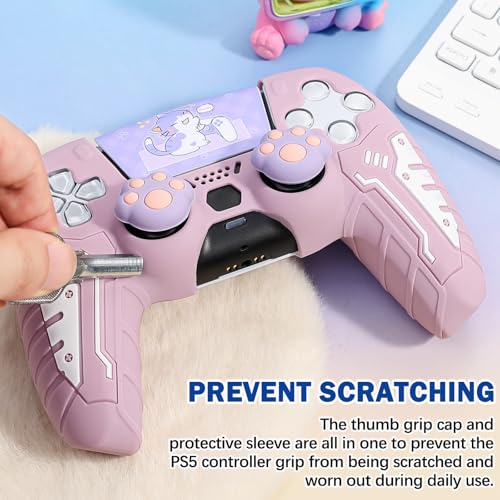 DLseego Protective Cover for PS5 Controller, Soft Silicone Ergonomic Anti-Slip Controller Case Skin with 2 PCS Thumb Stick Grip Caps and 1 PCS Touch Pad Sticker- Purple - color: Purple