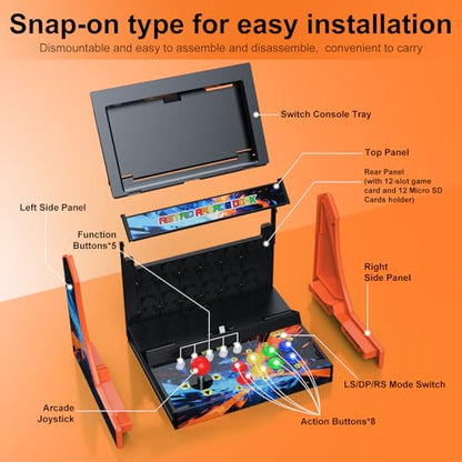 Retro Switch Arcade Stick,Screenshot Version (Screen Not Included) | Arcade Fighting Games Cabinet for Switch,OLED&Switch 2.Features Screenshot(No-voice),LED Indicators and Programmable Buttons
