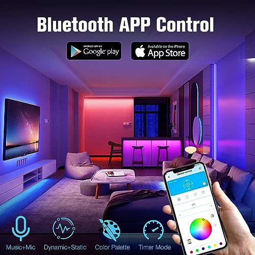 DAYBETTER LED Strip Lights 130ft Lights Strip for Bedroom, Desk, Indoor Room Bedroom Birthday Gifts RGB Decor with Remote and 24V Power Supply - size: 130FT