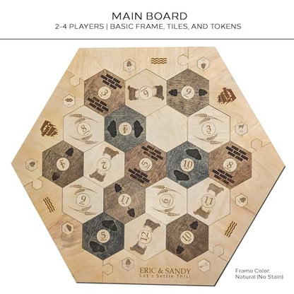Personalized Wood Settler Game Board with Shelf Rack - 2-4 Players | Includes: Main Board and Shelf Rack | Compatible with Settler's of Catan - color: Custom: Board+rack, size: Custom