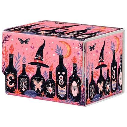 Halloween Bottles Deck Box for MTG Commander | Holds 100+ Double-Sleeved Cards | Strong Magnetic TCG Card Case for Collectible Games - color: Halloween Bottles