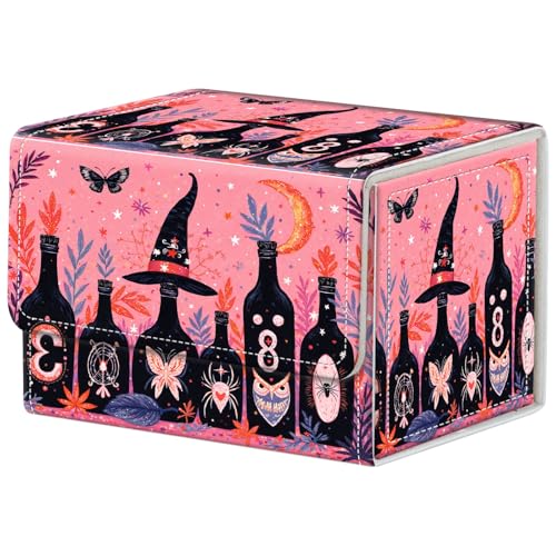Halloween Bottles Deck Box for MTG Commander | Holds 100+ Double-Sleeved Cards | Strong Magnetic TCG Card Case for Collectible Games - color: Halloween Bottles