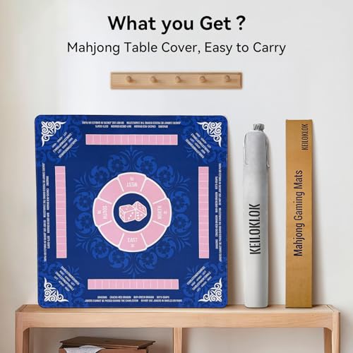 32.4x32.4 Inch Dice Mahjong Mat with 3MM Noise Reduction | Non-Slip American Mahjong Mat for Poker, Card, Board & Tile Games, Dominoes, Ships Rolled No Creases Mahjong Gifts - color: Royal Blue