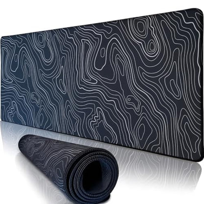 Desk Mat Gaming Mouse Pads – Midnight Topography, Large 31.5 x 11.80 Inch Extended Gaming Mouse Pad, Large Desk Mat, Non-Slip Backing with Ultra-Smooth Surface for Gaming, Office & Home Desk - color: Midnight Topography, size: Large
