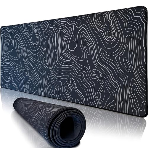 Desk Mat Gaming Mouse Pads – Midnight Topography, X-Large 31.5 x 15.75 Inch Extended Gaming Mouse Pad, Large Desk Mat, Non-Slip Backing with Ultra-Smooth Surface for Gaming, Office & Home Desk - color: Midnight Topography, size: X-Large