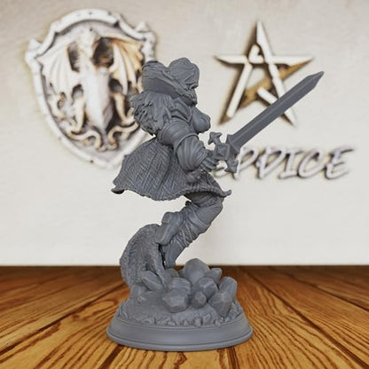 Unpainted Fantasy Minis for TTRPG - 32mm Scale Spellcaster Heroine Minis Figurine for Dungeon Masters & Miniature Game, RPG Accessory Figure - 6cm Halfling Caster (AS521)