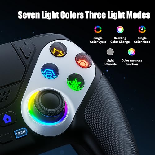 Gamrombo LED Wireless Controller for PS5, Compatible with PS5 Pro/Slim/PC, Dual Vibration, Macro/Turbo Function, 3.5mm Audio Jack, 6-Axis Motion Control Gamepad with Speaker(Black) - color: Black