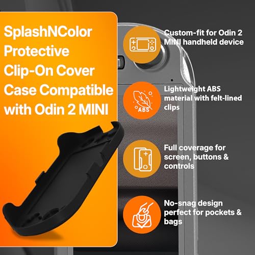 SplashNColor Console Cover Compatible with Odin 2 Mini Clipshield Slim Protective Shell Reversible Pocket Handheld Emulator Retro Portable Gaming Case No Travel Bag Needed