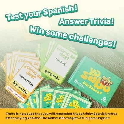 Yo Sabo: Edition 1 - The Original Bilingual Card Game - Learn Spanish with Cómo Se dice, Fun Trivia, & Challenge Cards - Family-Friendly - 160 Cards