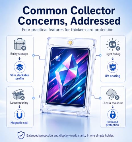 50ct Magnetic Card Holders: 35pt One Touch Card Holder for Trading Cards, U-V Protection Hard Cards Sleeves Case for Sports Game, Football, Baseball - size: 50 Pack