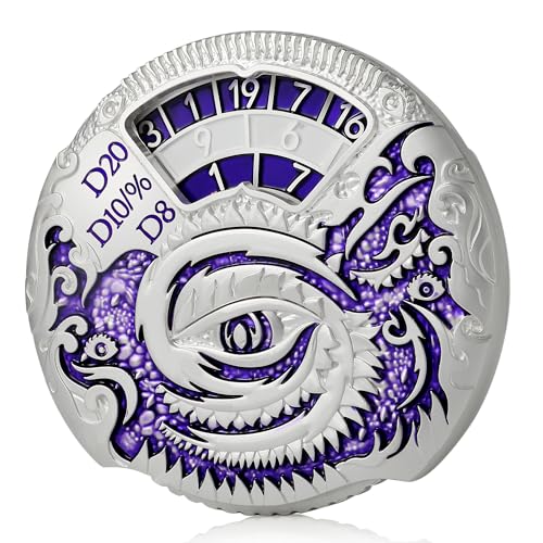 DNDND Dungeons and Dragons Roulette Spinner Dice 7-in-1 Spinner Metal D&D Dice Set with Gorgeous Gift Box for Dungeons and Dragon and Tabletop Game (Silver with Purple) - color: Dragon Silver Purple