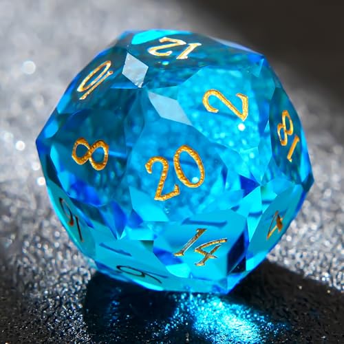 Multifaceted Blue glassCrystal DND Dice Set 7 PCS Gemstone Suitable for Dungeons and Dragons RPG Games - color: Blue Glass