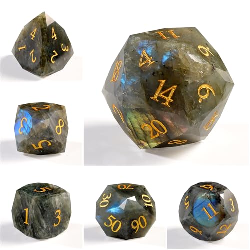 Unique Gemstone Dice Set 7PCS, Handmade Natural Stone Polyhedral DND Dice with Premium Gift Case for Board Game Lovers Birthday Gift - color: Zs-lc