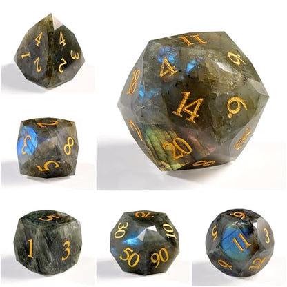 Unique Gemstone Dice Set 7PCS, Handmade Natural Stone Polyhedral DND Dice with Premium Gift Case for Board Game Lovers Birthday Gift - color: Zs-lc