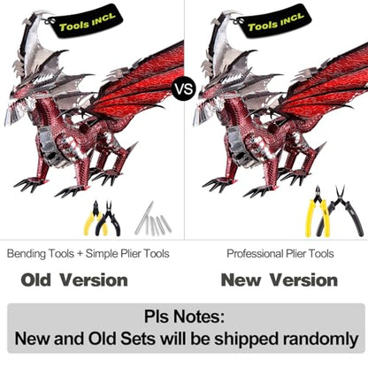 Piececool Black Dragon King 3D Metal Model Building Kits with DIY Tools Set, Challenging 3D Metal Puzzles for Family Time, Great Christmas Birthday New Year Gifts - color: Black Dragon King With Tool