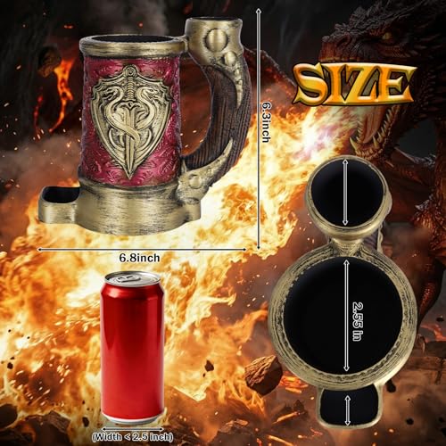 Dice Tower Mug DND Dice Rolling Tower with 7 PCS Dice Set | Dice Tower Suitable for Dungeons And Dragons, Tabletop Games, Available As Drink Holder, RPG Gifts. - color: Purple-gold Shield