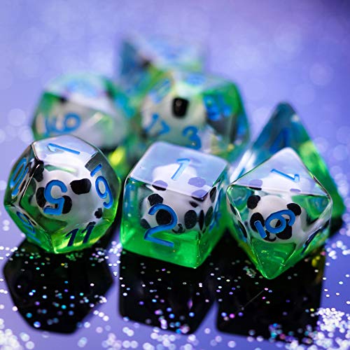 Cusdie 7-Die DND Dice, Polyhedral Dice Set Filled with Animal, Animal Dice Set for Role Playing Game D&D Dice (Panda) - color: Panda