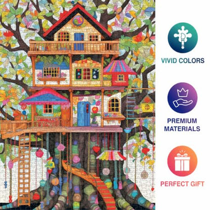 Cross & Glory | Jigsaw Puzzles for Adults | Fantastical Treehouse Escape | Whimsical Art | Whimsical 1000 Piece Puzzle for Adults | Vibrant Treehouse Puzzle | Satin Finish | 20x27 Inches - color: Treehouse Escape - Tree