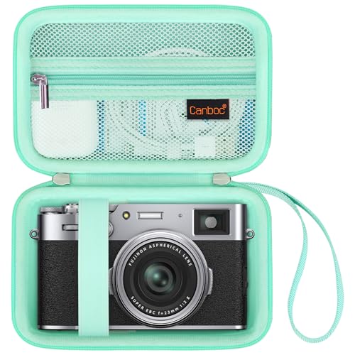 Canboc Carrying Case for Fujifilm X100VI/ X100V/ X100F/ X100S/ X-E5 Digital Camera, Zipper Mesh Pocket fit USB Cable, Green (Case Only) - color: Green