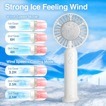 Portable Cooling Fan with Refrigeration Mode - Handheld Fan that Blows Cold Air, 3 Speed Cooling Plate with Rechargeable Battery and Quick Cool Down for Outdoor, Travel, Camping, Working