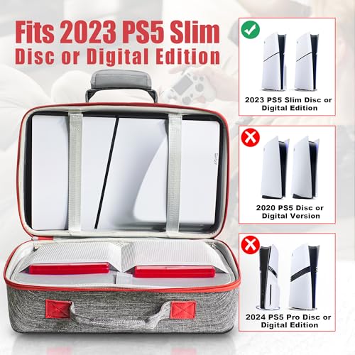 PSCHUNYD Hard Shell Carrying Case Compatible with PS5 Slim, PS5 Slim Travel Case Carry Bag, Organizer Protective Cases for Playstation 5 Slim Console,Dual Controller, Headset and Gaming Accessories - size: For PS5 Slim
