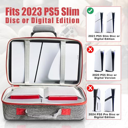 PSCHUNYD Hard Shell Carrying Case Compatible with PS5 Slim, PS5 Slim Travel Case Carry Bag, Organizer Protective Cases for Playstation 5 Slim Console,Dual Controller, Headset and Gaming Accessories - size: For PS5 Slim