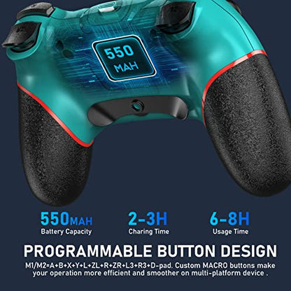 Diswoe Controller for Switch, Wireless Pro Controller for Switch 2/Switch/Switch Lite/Switch OLED, Remote Gamepad with Joystick, Adjustable Turbo Vibration with Programmable Function - color: Blue+BF