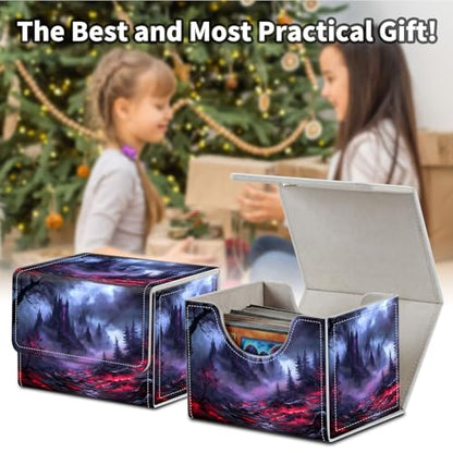 Stylish MTG Deck Box for 110+ Cards, Magnetic Commander Deck Case with Bonus Game Card Pouch, Durable Storage for TCG and Sleeved Magic Cards, Dark Fantasy - color: Dark Fantasy