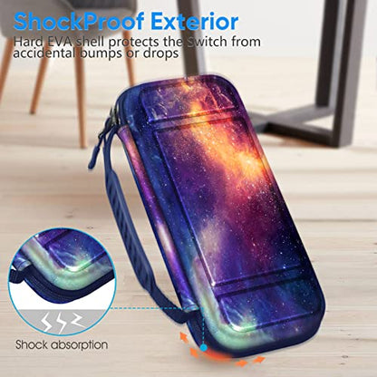 FINTIE Shockproof Carrying Case for Nintendo Switch Lite 2019 | Hard Shell Protective Cover, Portable Travel Storage Bag, Game Card / Micro SD Card Slots, Inner Pocket, Galaxy - color: galaxy