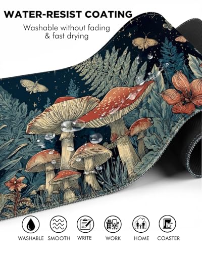 Mouse Pad, Desk Mat, 31.5x11.8in Large Mousepad, Mushroom | Desk Pad with Stitched Edge & Rubber Non-Slip Bottom, Gaming Mouse Pad, Extended Mousepad for Home, Office - color: Mushroom