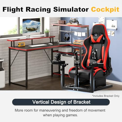Mokapit Flight Racing simulator Cockpit best steering wheel Sturdy Fit for Logitech/Thrustmaster G29 G920, Hotas Warthog T80 T150, Adjustable race car seat Controllers Not Included