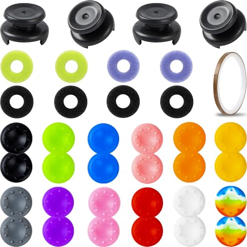 Controller Accessories for PS5 Thumb Grips Joystick caps w/high thumbstick Extender, Joystick Replacement Covers, Analog Stick Precision Rings, aim Boost kit Stuff attachments for PS4 Solid Color - color: Solid Colors(37Pcs)