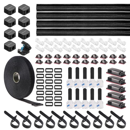 Cable Management Organizer Kit, Desk Cable Organizer, Cable Management Under Desk, Wire Management and Cord Organizer for Home, Office, Standing Desk