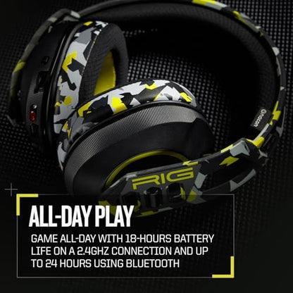 RIG 600 PRO HS Dual Wireless Multiplatform Gaming Headset | Wireless 2.4GHz / Bluetooth for PlayStation PS4, PS5, Nintendo Switch, PC, USB, Steam Deck, Android, iPhone - Acid Camo