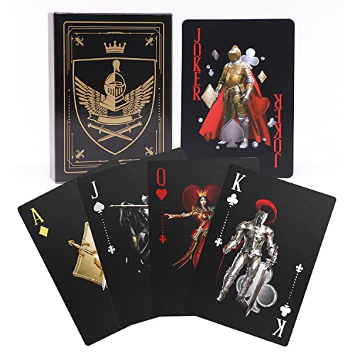 ACELION Waterproof Clear Playing Cards, Plastic Playing Cards, Deck of Cards, Gift Poker Cards (Knight) - color: Black Knight