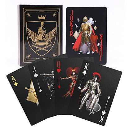 ACELION Waterproof Clear Playing Cards, Plastic Playing Cards, Deck of Cards, Gift Poker Cards (Knight) - color: Black Knight