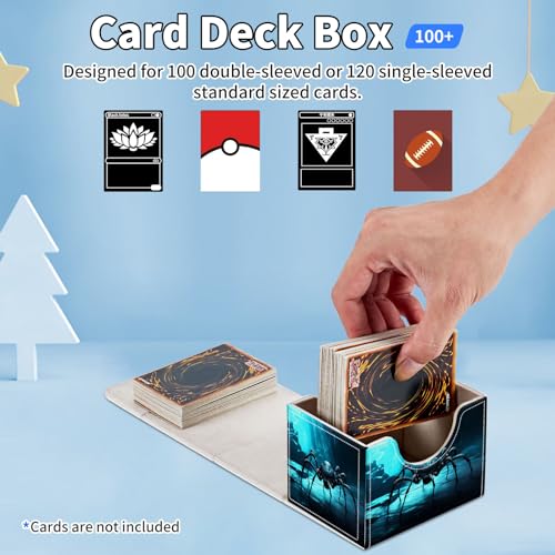 for MTG Commander Deck Box,Card Deck Box for Trading Yugioh MTG,Fits 100 Double Sleeved Cards,PU Leather Strong Magnet Case for Magic Commander TCG CCG,Black Spider - color: Black Spider