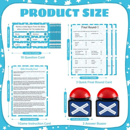 Christian Bible Friendly Feud Game with 2 Answer Buzzers, Fun Family Religious Board Games for Adults Feud Church Card Trivia Quiz Activities for Holiday Party Family Office Group Team Building - style: Bible