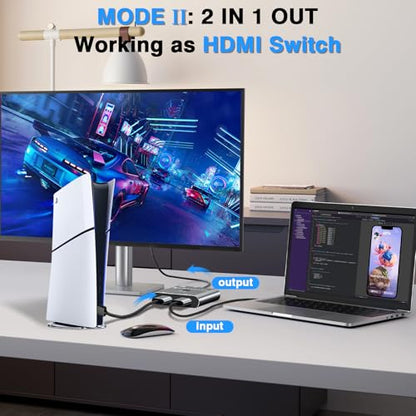 HDMI 2.1 Switch 8K/16K, 2 in 1 Out HDMI Splitter Selector 4K@240Hz 16K@30Hz/8K@60Hz Support DTS VRR HDR10+ Dolby, 48Gbps for Switch, PS5/4, Xbox, Roku, Firestick, TV etc.