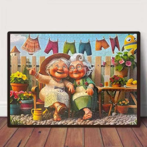 Happy Grandma 1000 Piece Puzzle for Adults,Puzzles for Adults 1000 Pieces,Challenging and Hard Difficult Mosaic Jigsaw Puzzles Toy Games 1000Pieces 27.5 X 19.7inch - color: Happy Grandma