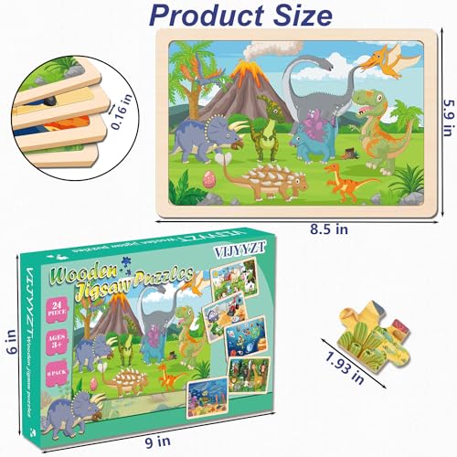 Wooden Puzzles for Kids Ages 3-5, 6 Packs 24 PCs Jigsaw Puzzles Preschool Educational Brain Teaser Boards Toys Gifts for Children, Wood Puzzles for 3 4 5 6 Year Old Boys Girls - color: 6 Packs Wooden - 24 Pieces Each - Various Themes