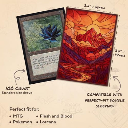 Stained Glass Red Mana - MTG Card Sleeves, 104ct, Standard Size | Perfect for Double Sleeving, Smudge Resistant Matte Back, Standard 66x92mm - Compatible with Magic The Gathering & TCG Cards - color: Red Mana