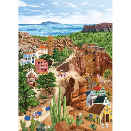 1000 Piece Jigsaw Puzzles for Adults, Mining Town Cliff Puzzle with 1:1 HD Poster, Precise Interlocking, Letter Markings on Back, Dust-Free, Stress Relief & Ideal Family Game Gift - color: Mining Town Cliff