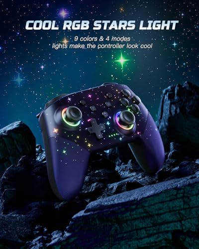 VOYEE Switch Controllers for Switch/Lite/OLED/PC Windows, RGB Star LED | Wireless Pro Controller, Programmable, One-key Pairing, Wake-up, Turbo, Vibration, 6-Axis Gyro Control, 10-15H Runtime