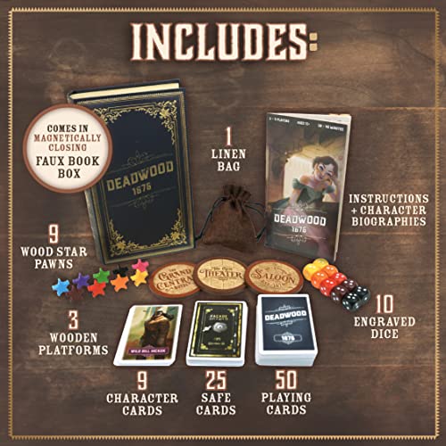 Facade Games Deadwood 1876 Card Game, Gold Rush Strategy for 2-9 Players | Ages 14 and Up, Wild West Gold Rush Theme, Social Deduction Game, For Family Game Night - style: Deadwood