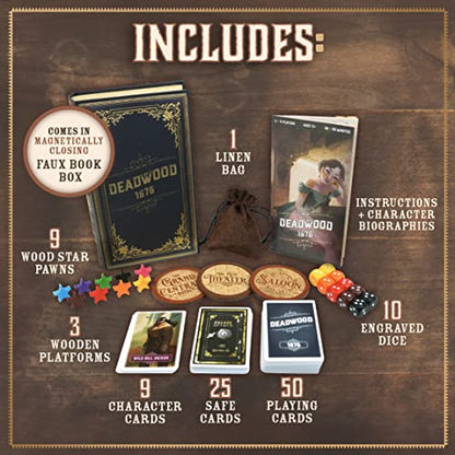 Facade Games Deadwood 1876 Card Game, Gold Rush Strategy for 2-9 Players | Ages 14 and Up, Wild West Gold Rush Theme, Social Deduction Game, For Family Game Night - style: Deadwood