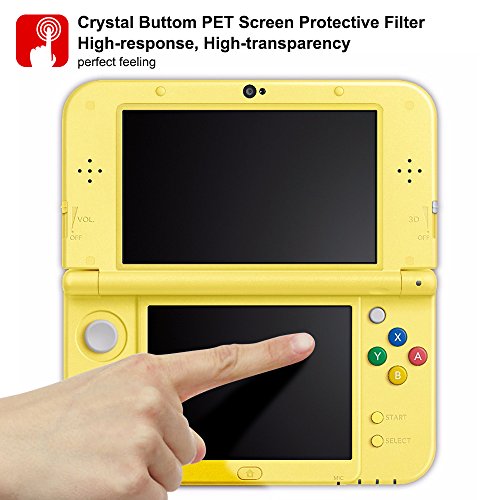 Screen Protector Compatible New 3DS XL, AFUNTA 4 Pcs Tempered Glass for Top Screen and HD Clear Crystal PET Film Compatible Bottom Screen, 3DSXL Film Accessory